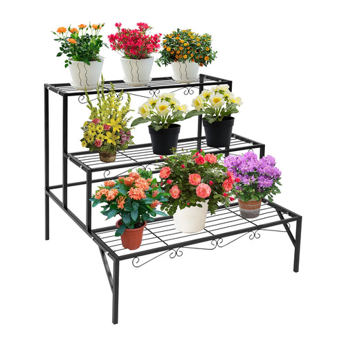 NONE Blumentopf-Präsentationsständer 3-stöckig 70x58x60 cm Metall