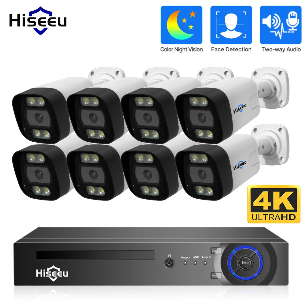 Überwachungssystem 2025: Hiseeu 4K 8MP POE Security Camera System - AI Face Detection 8 Port NVR H.265 Home Waterproof CCTV Surveillance IP Camera Kit Collection