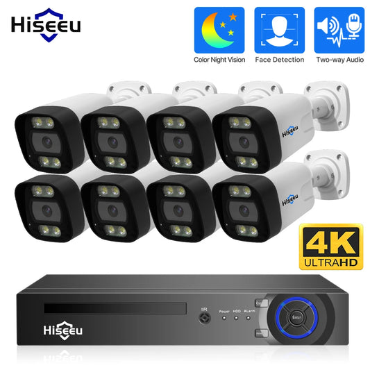 Überwachungssystem 2025: Hiseeu 4K 8MP POE Security Camera System - AI Face Detection 8 Port NVR H.265 Home Waterproof CCTV Surveillance IP Camera Kit Collection