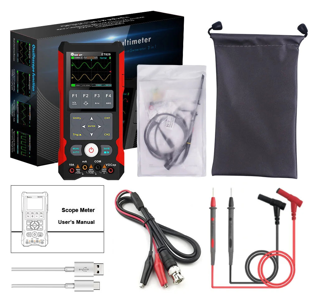 TOOLTOP ET829 2 Kanal 80MHz Digital Speicher Oszilloskop Multimeter Signal Generator 3 in 1 Elektronik Automobil Strom Reparatur