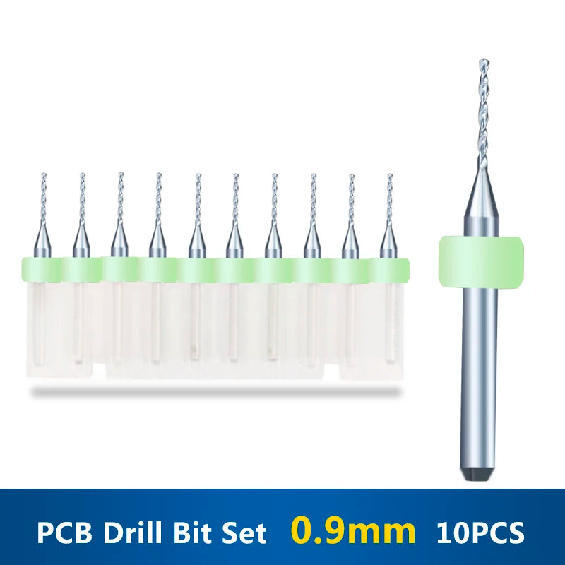 XCAN 10Stk/Set 0.3mm bis 1.2mm PCB Mini Bohrer Bit Wolfram Stahl Hartmetall für Print Schaltkreis Board CNC Bohrer Bits Maschine
