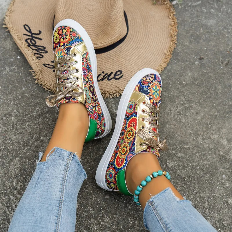 Women Sneakers Classic Fashion Embroidery Printing Style Breathable Canvas Sneakers Women Casual Comfortable Shoes for Women