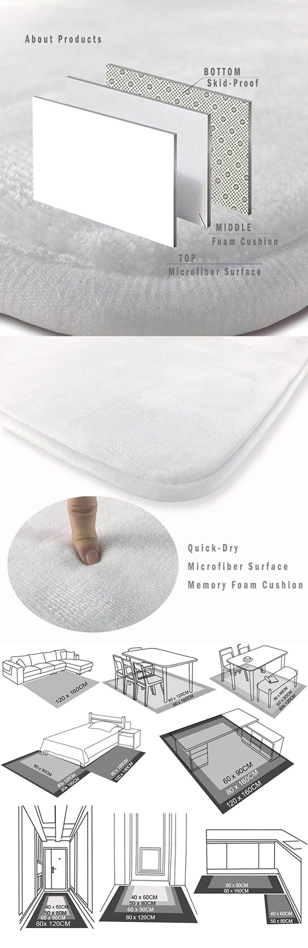 FestivaHaus Santa Teppich Anti-Rutsch - Größe 60x90 cm, Polyester