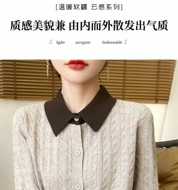 CN Fujian Zweiteiliger Strickcardigan - Größe L Polyester Knopf