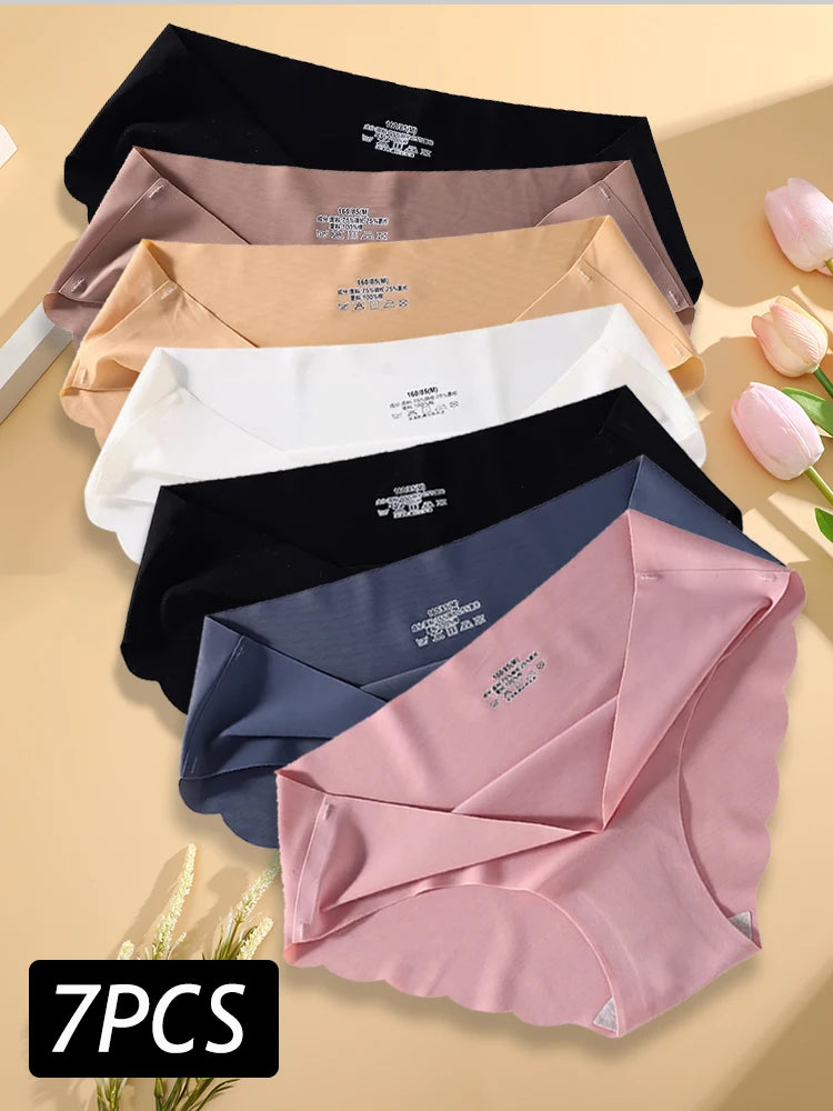 Damen Unterwäsche Set 2025 - 7PCS/Set Seamless Silk Briefs Sexy Panties Comfortable