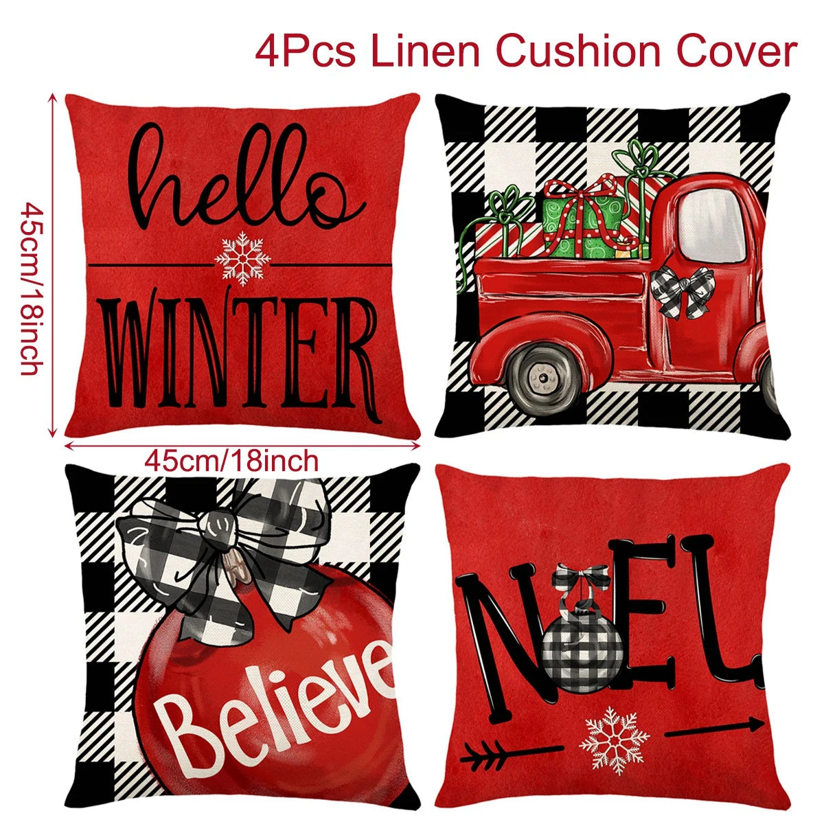 4pcs Christmas Cushion Cover Pillowcase Merry Christmas Decoration Linen Pillow Cases Home 2025 Xmas Gifts Pillow Covers 2026