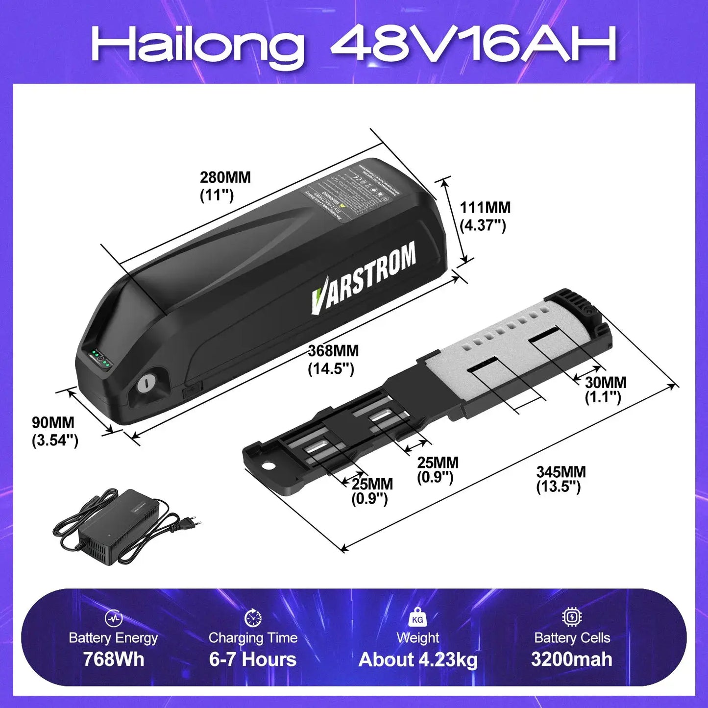 [EU Direktversand] eBike Akku mit Großer Kapazität Hailong Max Pack für Gepäckträger 48V 52V 36V 30Ah 25Ah 24Ah 20Ah 18,2Ah 16Ah 15,6Ah 13Ah mit 2-4A Ladegerät by Golden Bridge Store