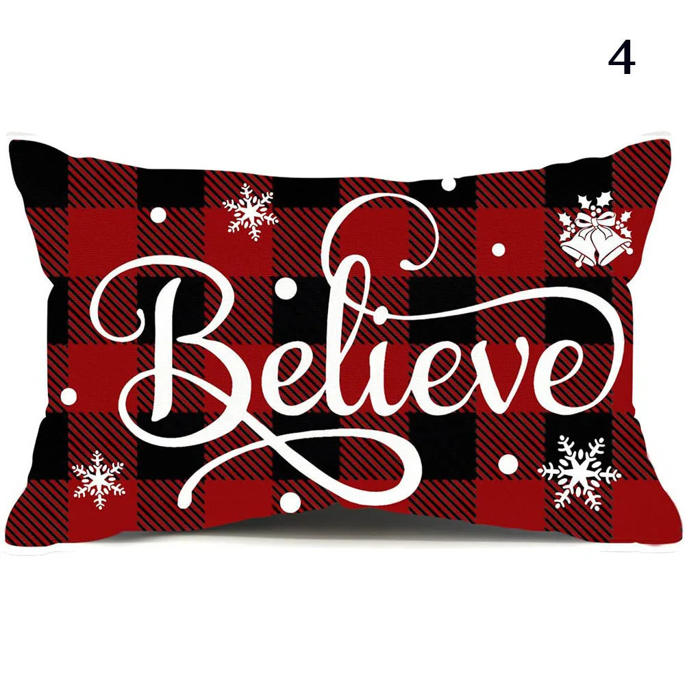 Merry Christmas Decorative Pillow Cover 30x50cm Linen Throw Pillowcase Christmas Cushion Cover Pillowslip For Sofa Home Decor