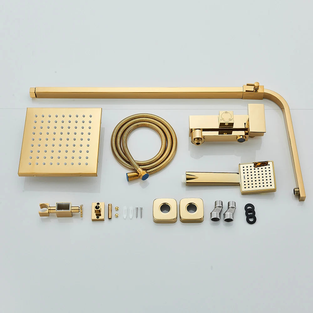 MYQualife Goldener Duscharmatur Regendusche - Auslauf 15 Cm, 8 Zoll