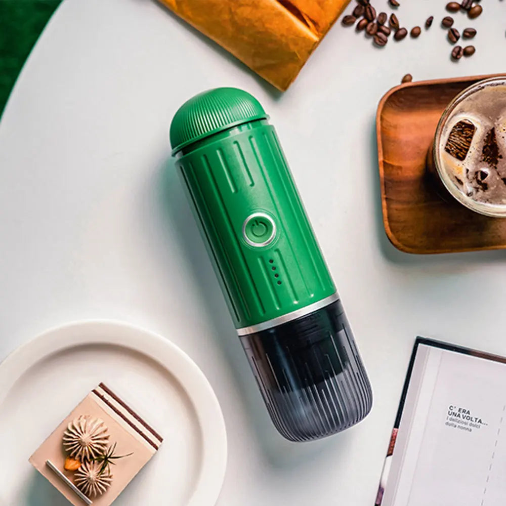 icafilas Portable Kaffeemaschine - Heizbar für Kapseln & Pulver, Travel Espresso Maker mit Tasche