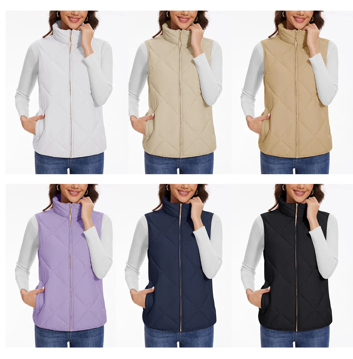 TACVASEN Steppweste Damen gefüttert - 4 Taschen, 95%