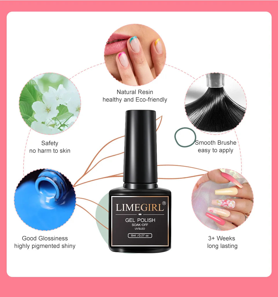 Nail Extension Kit Acrylic Gel Polish Nail Polish with UV LED Nail Lamp Manicure Kit and Base Coat Top Coat for Salon and Home