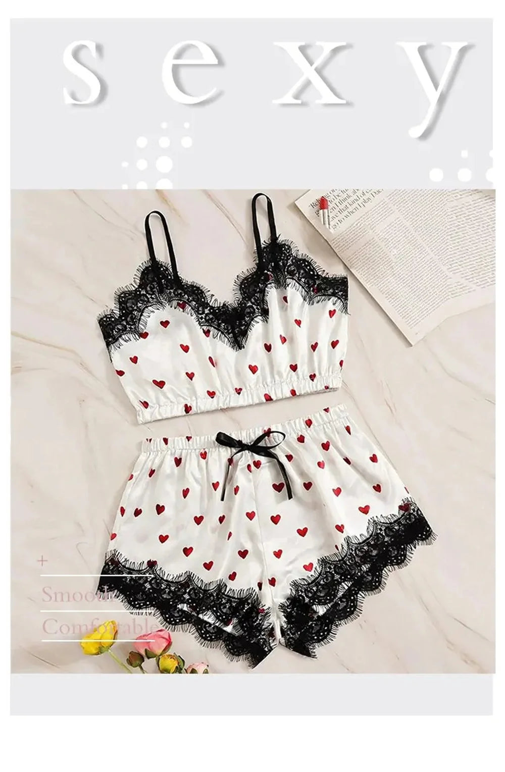 Pyjama-Set 2025: 2PCS Pajama Suit Women Fashion V-Neck Stretch Satin Lace - Sexy Lingerie Bowknot Pyjamas Sleep Shorts Set Sleepwear Sling Set New Collection