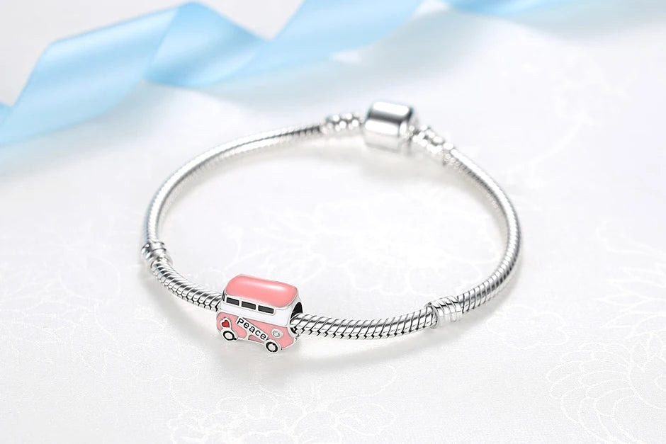 Originale 925 Sterling Silber Charms Liebe Reise London Bus Koffer Paris Perlen passen für Pan Armbänder Halsketten Frauen DIY Schmuck