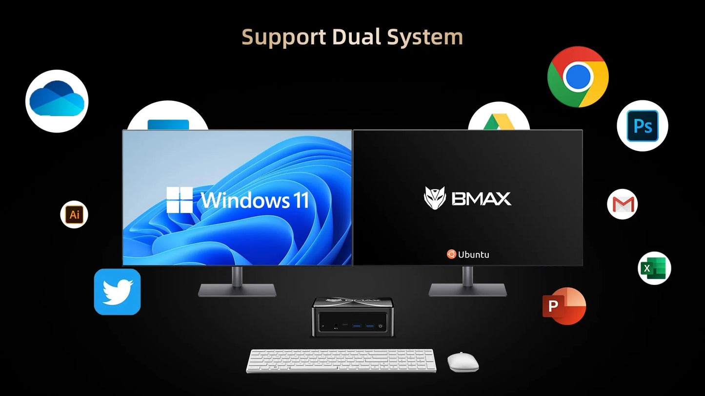 BMAX B5A PRO Ryzen 7 - 512GB NVMe, 16GB DDR4, Mini PC