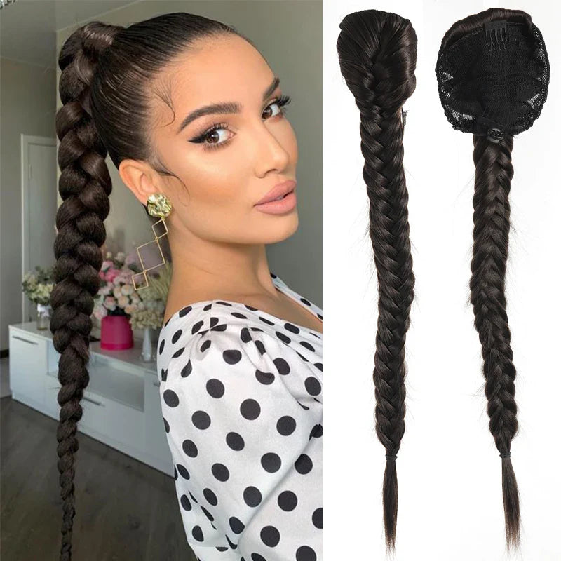 Ponytail extensions – 24 inch synthetic curly drawstring hairpiece for women