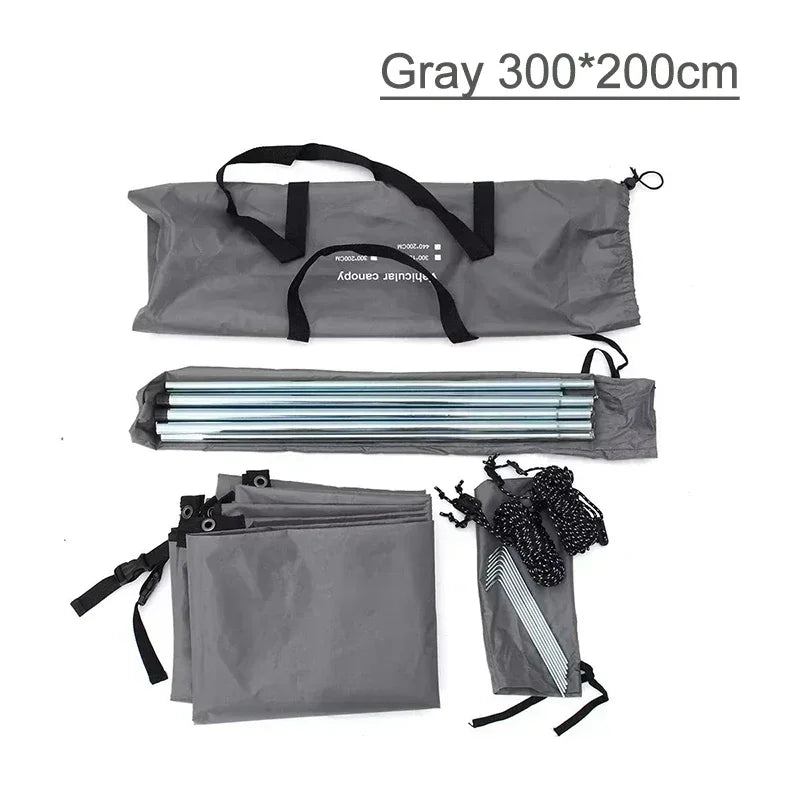 Camping Tent Family Automobile Suv Side Roof Top Sun Shelter Car Truck Sunshade Canopy Anti-UV Waterproof Rainproof Car Awning