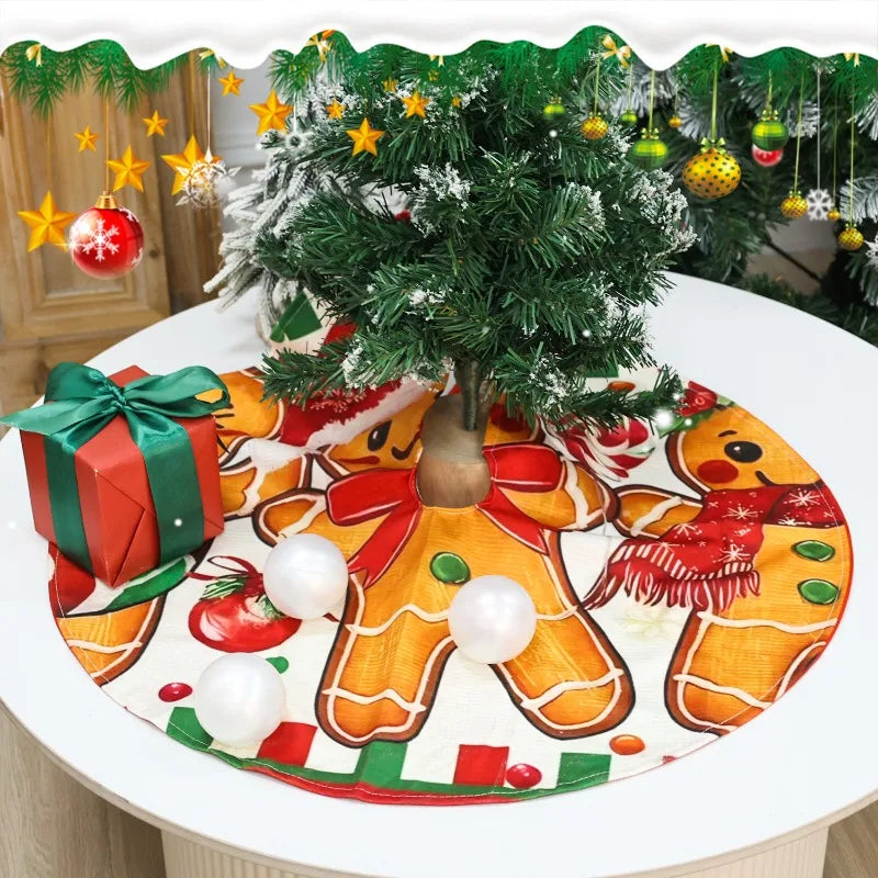 60x60CM Santa Claus Snowman Merry Christmas Tree Skirt Round Xmas Tree Rugs Skirts Household Mats Carpet Home Party Decoration