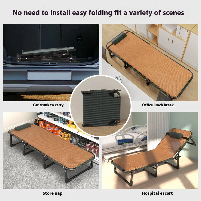 GIANXI Summer Rollaway Bed Outdoor Recliner Cool Pad Adjustable Bed Adult Lightweight Portable Camping Bed Easy Storage Crib
