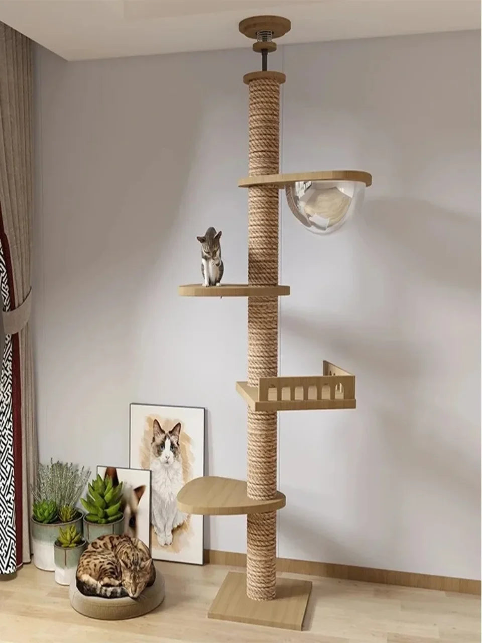 Katzenturm Boden Bis Decke Katzenturm Mit Kratzpfosten Hängematte Haustier Aktivität Zentrum Kätzchen Klettern Spielzeug Haustier Möbel