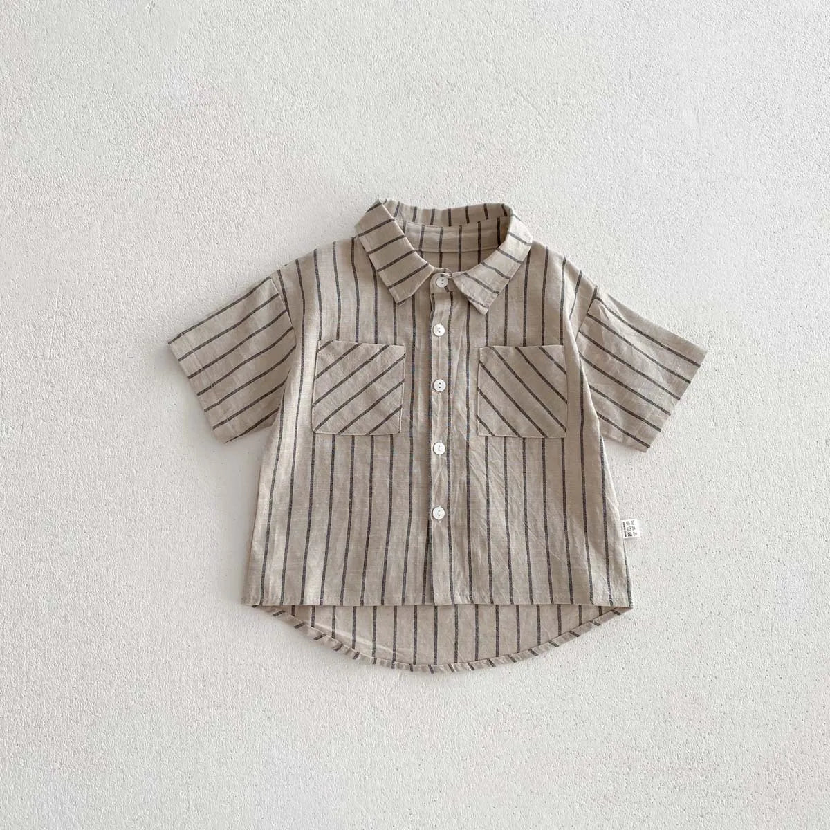 Children Korean Style Retro Striped Short Sleeve Shirt+Shorts Set for Toddler Boys Girls Baby Summer Thin Casual Fashion Outfit