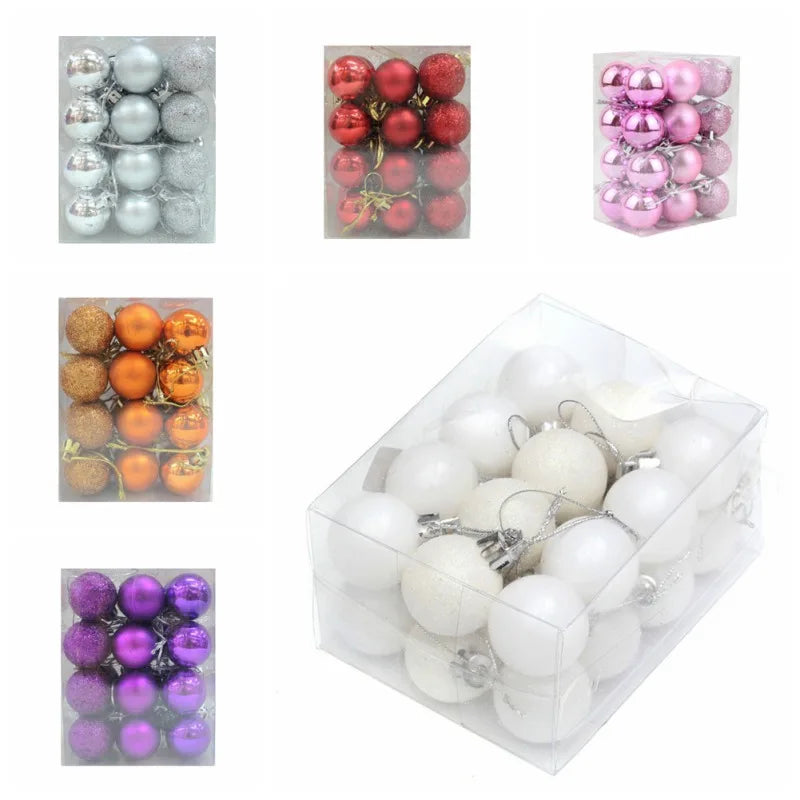 KunstKugeln Christmas Balls Bemalte Kunststoffkugeln - 24 Stück, 3 cm Durchmesser