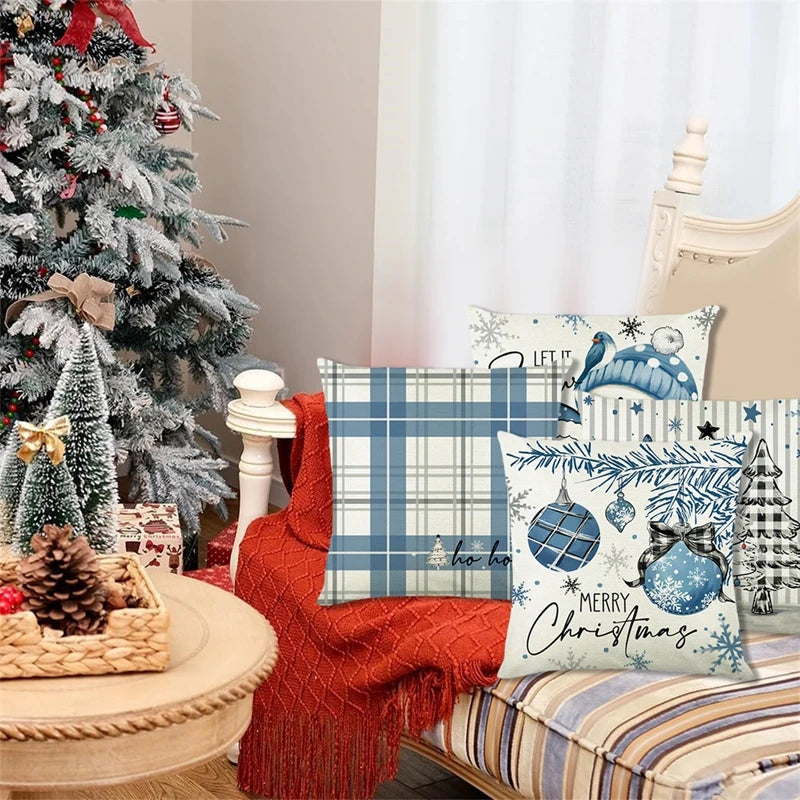 4pcs Christmas Cushion Cover Pillowcase Merry Christmas Decoration Linen Pillow Cases Home 2025 Xmas Gifts Pillow Covers 2026