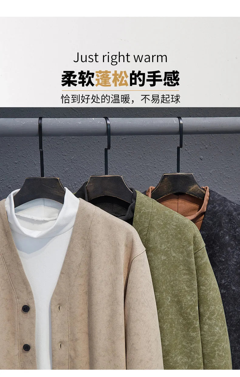 MAINKULCN Cardigan Koreanischer Stil V-Ausschnitt - Größe 8XL-10XL, Material Polyester Baumwolle, Knopfleiste