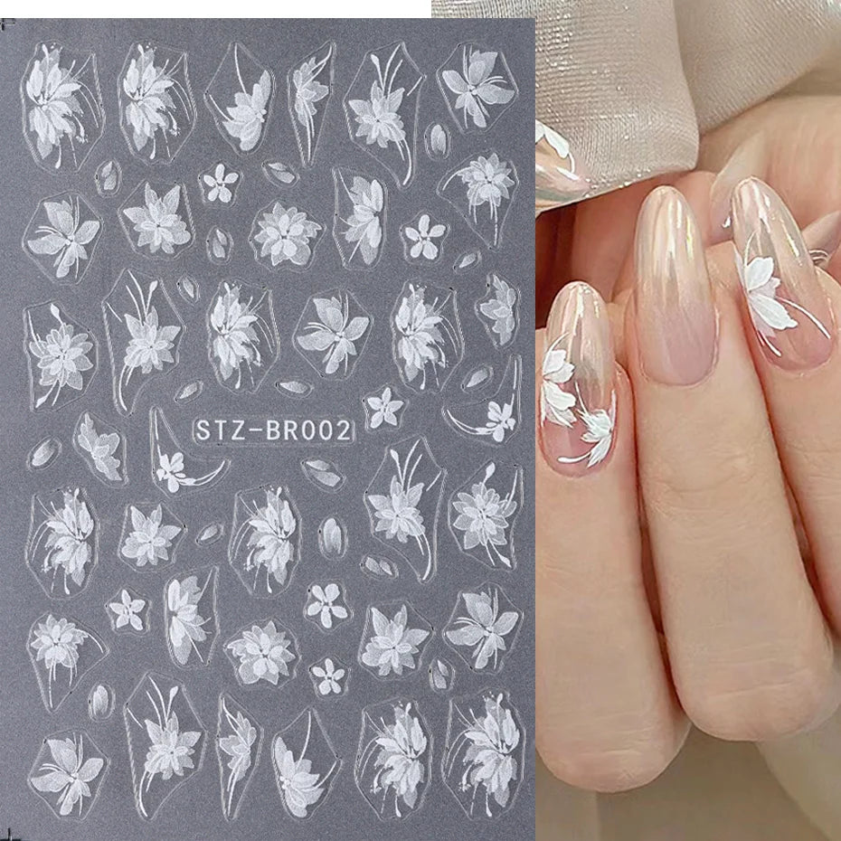 Tracy Simple 3D Blumen Nail Art Sticker - 1 Stück Plastik