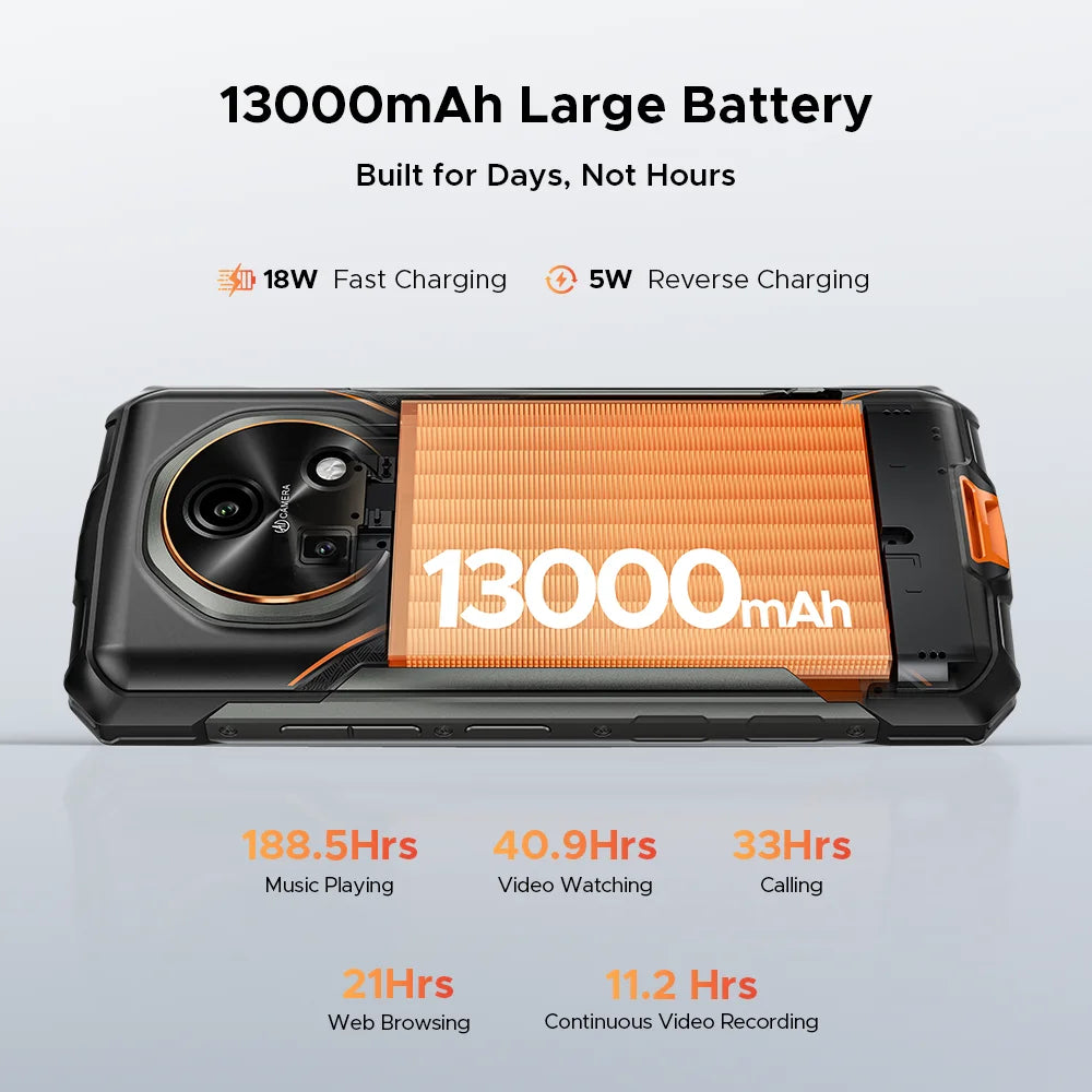 DOOGEE Fire 7 Robustes Smartphone - Akk 13000 mAh, 18W, 6,6 Zoll