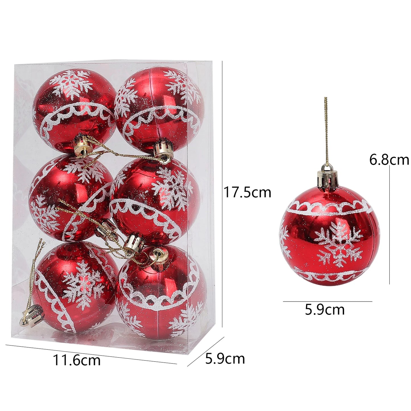 Choice Kunststoff Weihnachtskugeln Set - 24-6 Stück, Durchmesser 6 cm