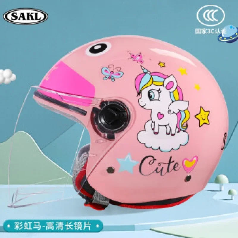 Children Cartoon Cute 4 season Motorcycle helmets Open face electric car bike child helmet for kids boy girl unicorn casco moto