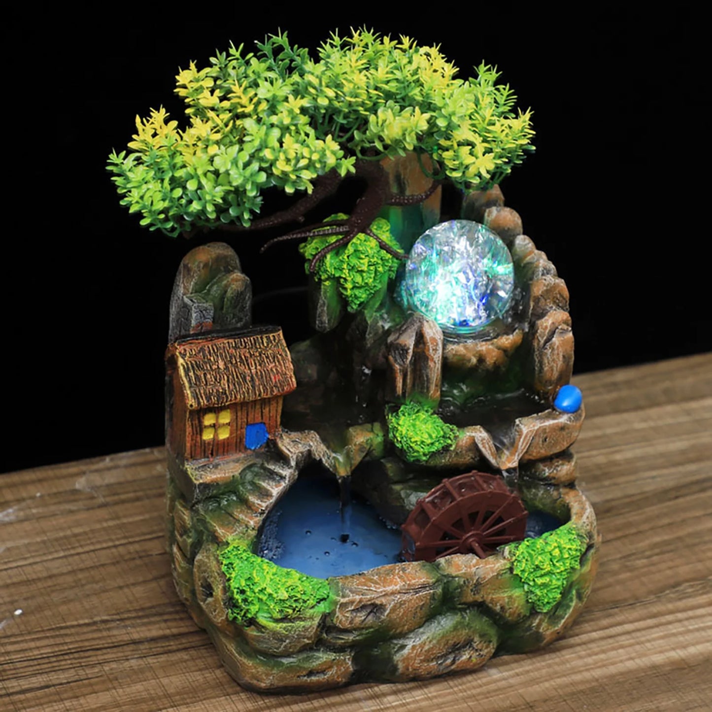 Desktop Fountain Simulation Resin Desktop Fountain Rockery Decor Atomizing Home Ornament Decoration Home Ornament Table Ornament