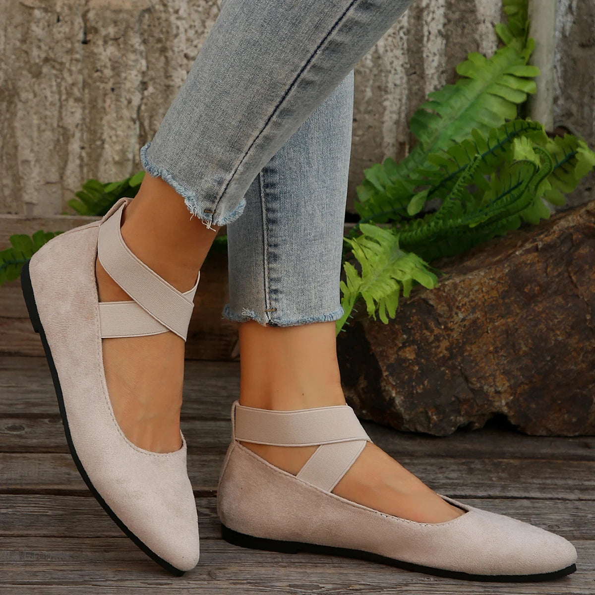 RZSMTYA Damen Atmungsaktiv Loafer - Gummisohle Spitze