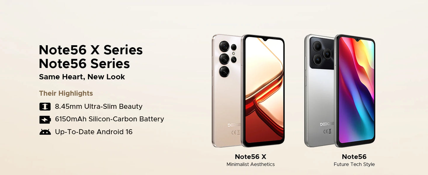 DOOGEE Note56X 6,56 Zoll Display - Akku 6150 mAh, CPU Unisoc SC9863A