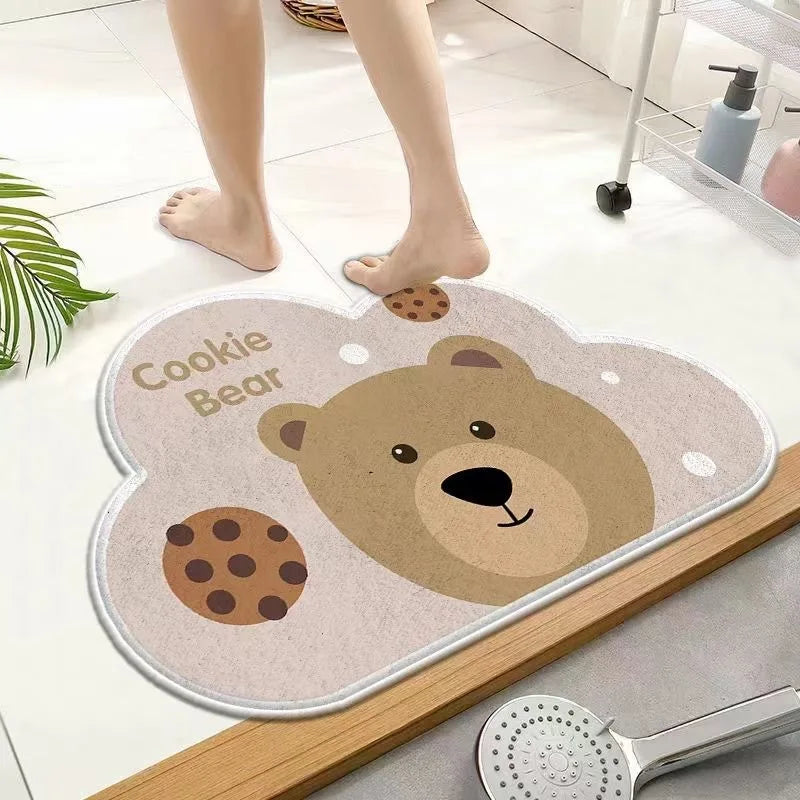 Panda Cartoon Dog Pattern Soft Cushion Bath Mat Quick Dry Super Absorbent Non-slip Bathroom Rug Diatom Mud Carpets Waterproof