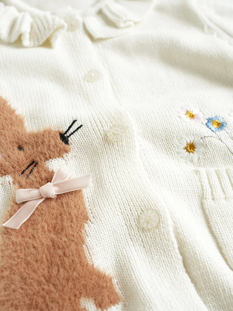 Deer jonmi Gestrickter Pilz-Pullover - Baumwolle Vollärmel