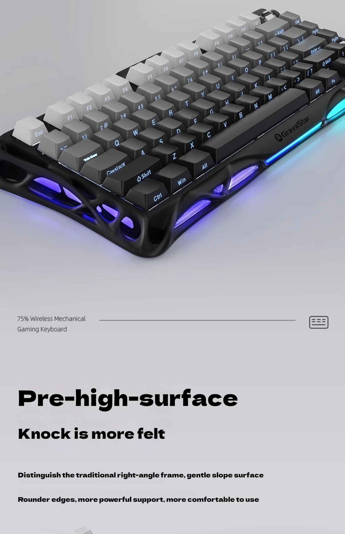 Gravastar 75k1 Mechanische Tastatur - RGB, BT, Alu, 2.4G