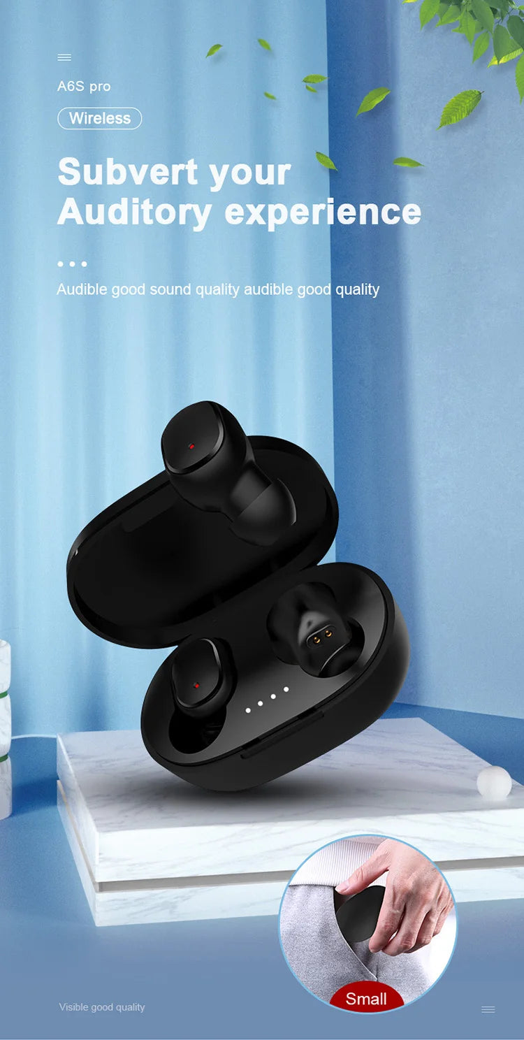 Bluetooth-Kopfhörer 2025: Original A6S TWS Headset Wireless Earphones Bluetooth Headphones - Sport Stereo Fone Bluetooth Earbuds for Xiaomi Huawei iPhone Collection