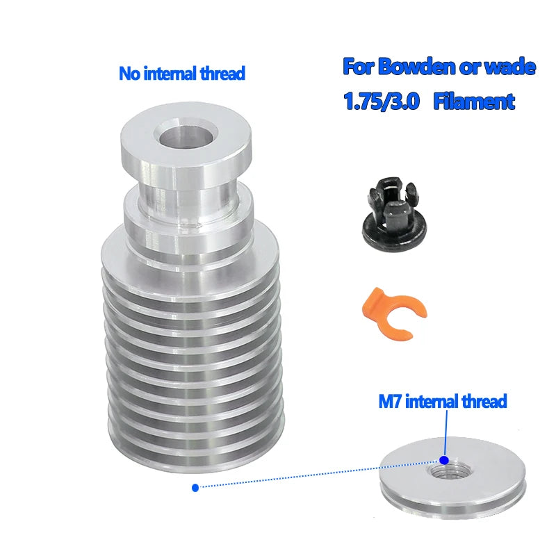 V6 Kühl Rohr Alle Metall J-Kopf Hotend Block Kopf Extruder für 1.75mm 3.0mm Lang oder Kurz Distanz 3D Drucker Teil Großhandel