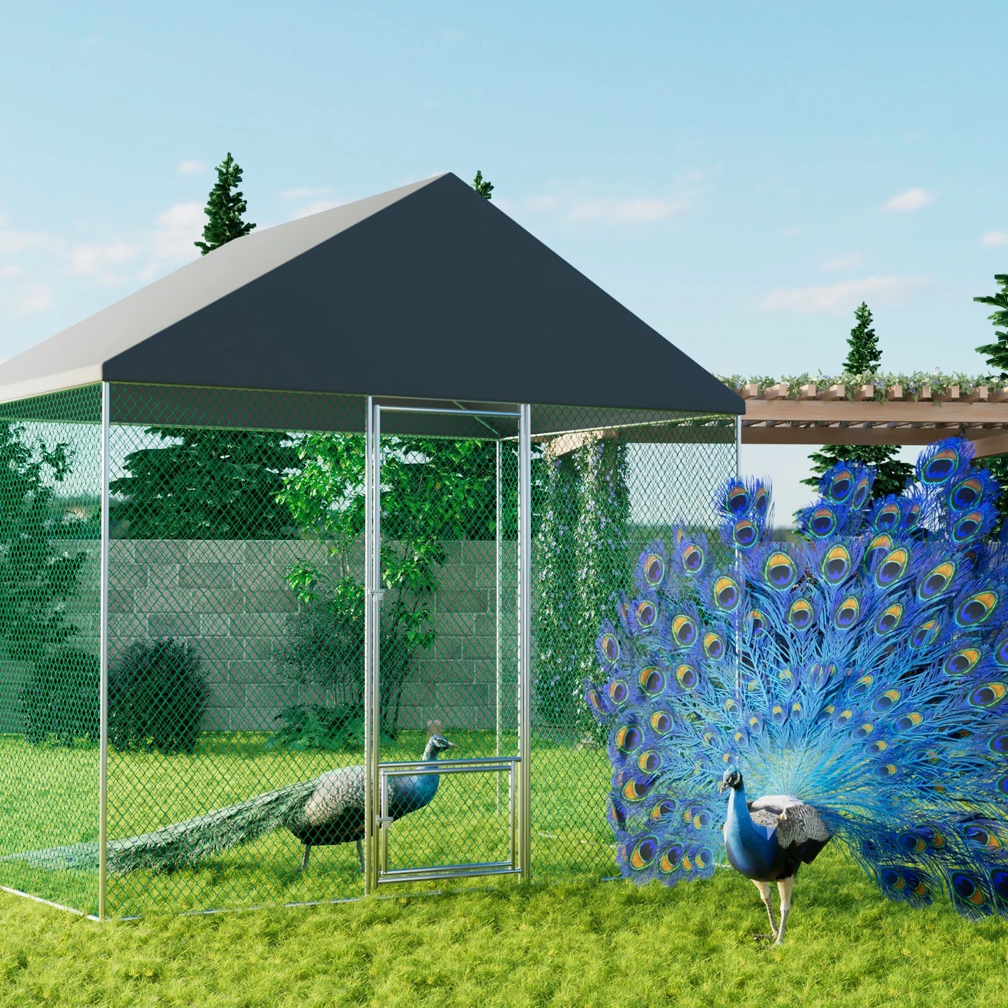 XXL XL Large Outdoor Chicken Run Coop Heavy Duty Walk-In Chicken Coop Run Cage Duck Goose Pen Fence with Lockable Door