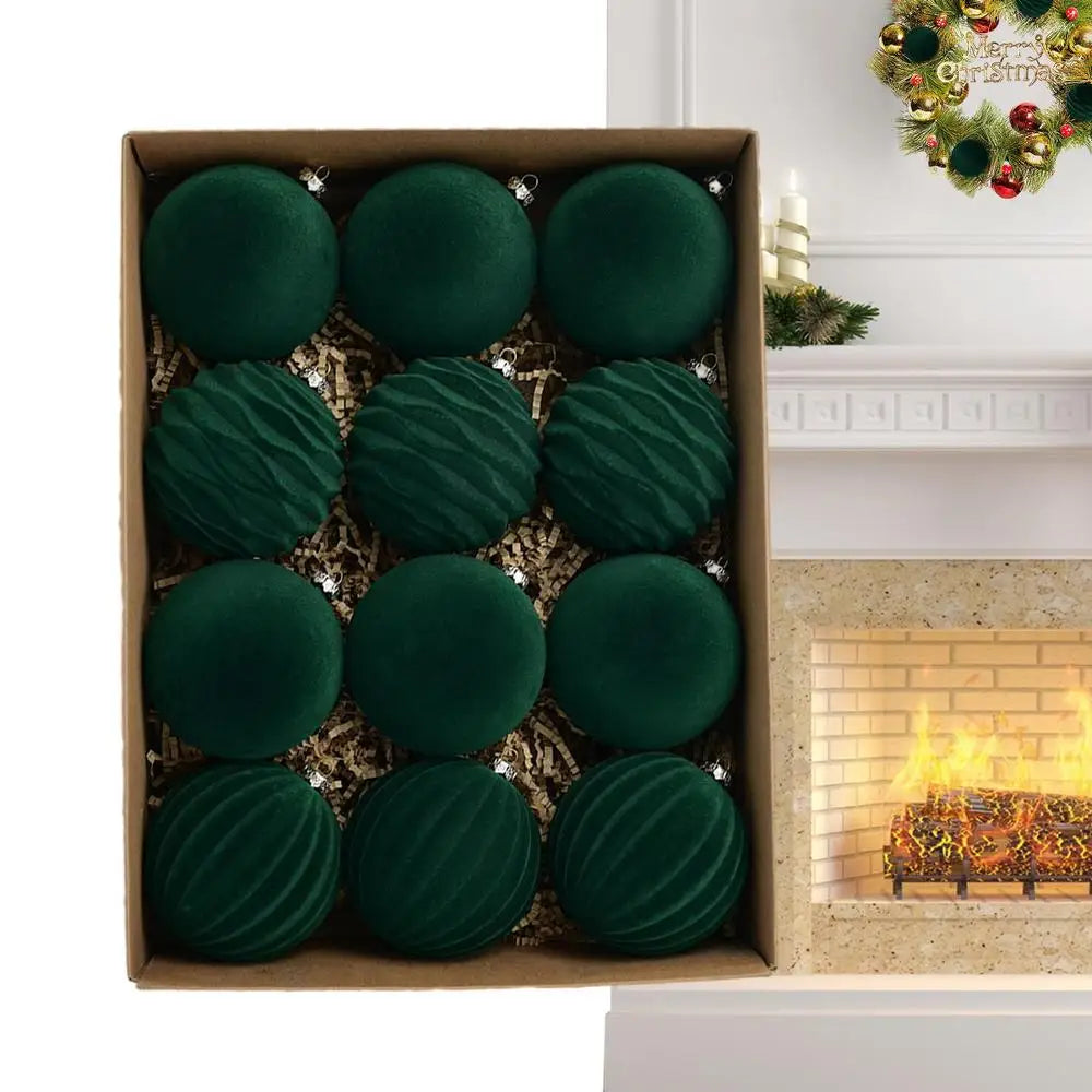 Choice Flockierte Christbaumkugeln - Inhalt 12 Stück, Größe Klein