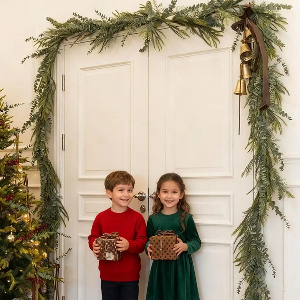 Künstliche Kieferngirlande, realistisch, Winter, Weihnachten, weich, dick, grün, Kaminsgirlande, Urlaubsdekoration für Zuhause, Kaminsims, Tisch