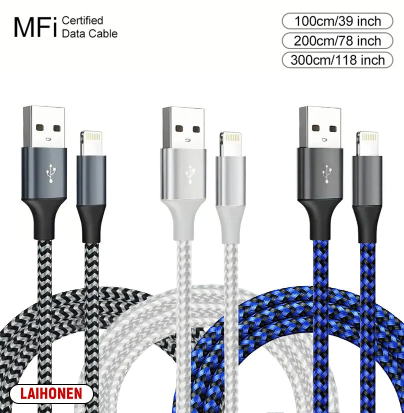 LAIHONEN AL-BZ-001 MFi Lightning-Kabel - 1-3m, 12W, Nylon