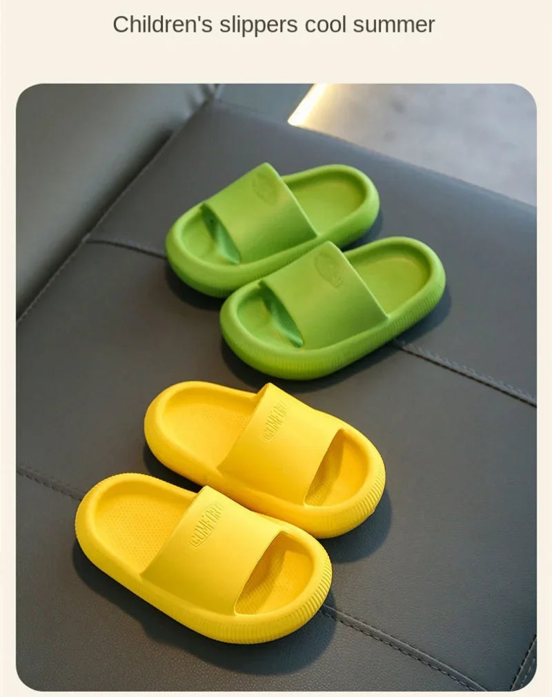 Summer Children Casual Slippers Solid Color Breathable Non-Slip Home Bathroom Beach Kids Soft Slippers Boys Girls Indoor Shoes