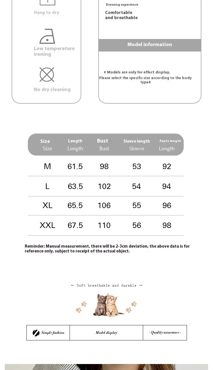 LunaWear Pyjama Set Gestreift Langarm - Größe S, Baumwolle