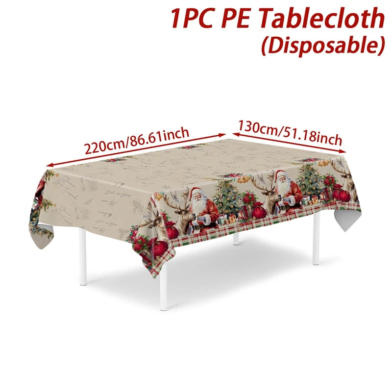 FENGRISE Weihnachtstischdecke Santa Motiv - Größe 140x180 cm Polyester