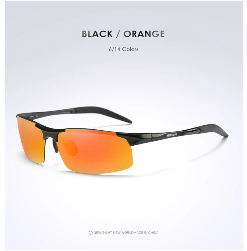 AORON Fahr-Polarisierte Sonnenbrille Herren Aluminium Magnesium Rahmen Sport Sonnenbrille Fahrer Retro Brille UV400 Anti-Blend
