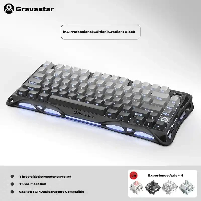 Gravastar 75k1 Mechanische Tastatur - RGB, BT, Alu, 2.4G