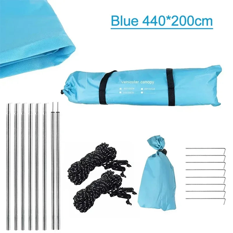 Camping Tent Family Automobile Suv Side Roof Top Sun Shelter Car Truck Sunshade Canopy Anti-UV Waterproof Rainproof Car Awning